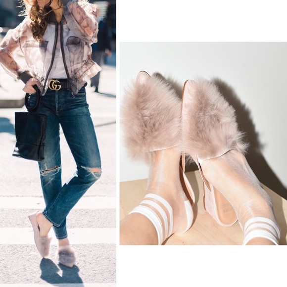 Huma Blanco Shoes - Antonia Leather Slide Alpaca Suede Wedges